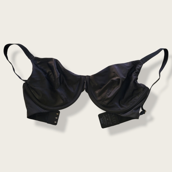 CUUP Bra The Plunge Satin Mesh Black Shine Bra 32H - Picture 4 of 16